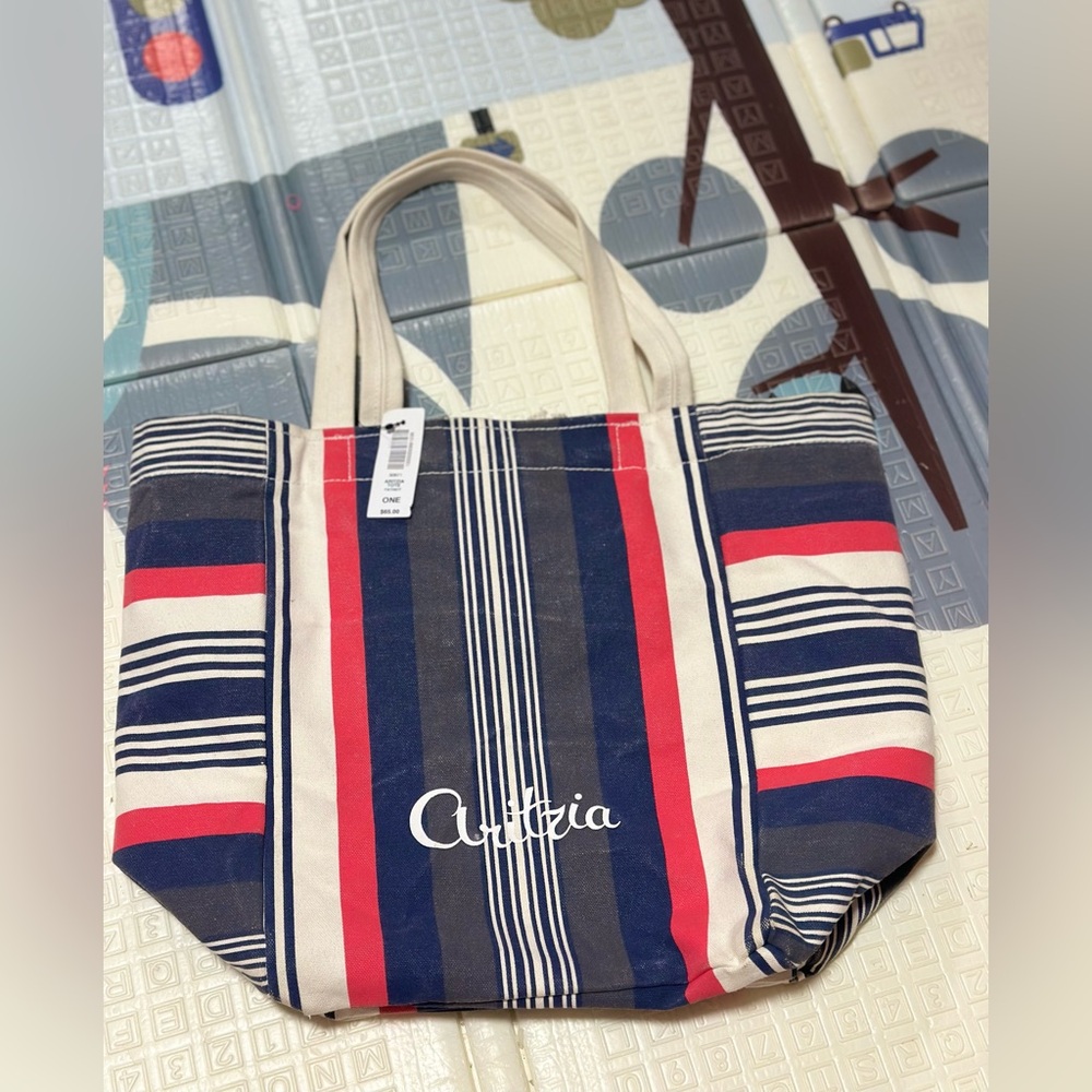Aritzia Tote Bag “Patriot” | Striped Canvas | Red, Navy, White nwt - Picture 2 of 11
